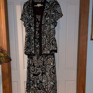 Studio I Black and Blue Patterned Dress/Jacket Set